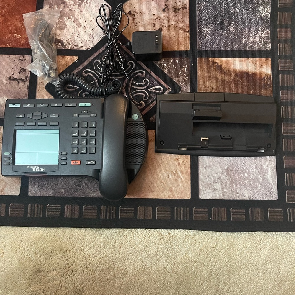 Black Office Phone with Accessories